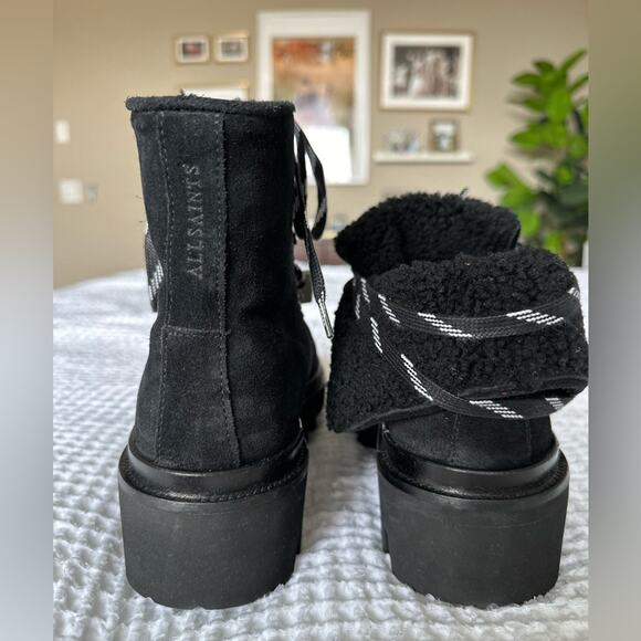 ALLSAINTS WANDA SUEDE combat boots black color US 9 EU 39 - Picture 11 of 16